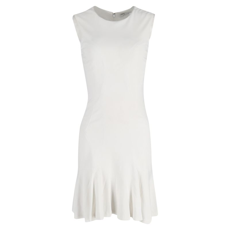 Diane Von Furstenberg Flared Hem Sleeveless Dress In White Viscose